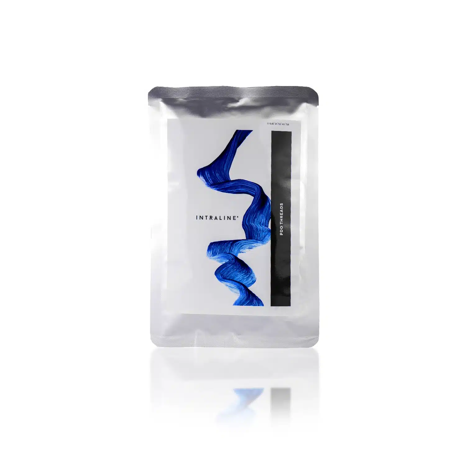 A white rectangular product packaging with a silver resealable top. The front features a blue abstract design, the word "INTRALINE® COG C18100M-C Dimension 720 18G 100mm" in black text, and a black vertical strip with white text reading "PEEL-OFF MASK." The packaging is reflected on a white surface.